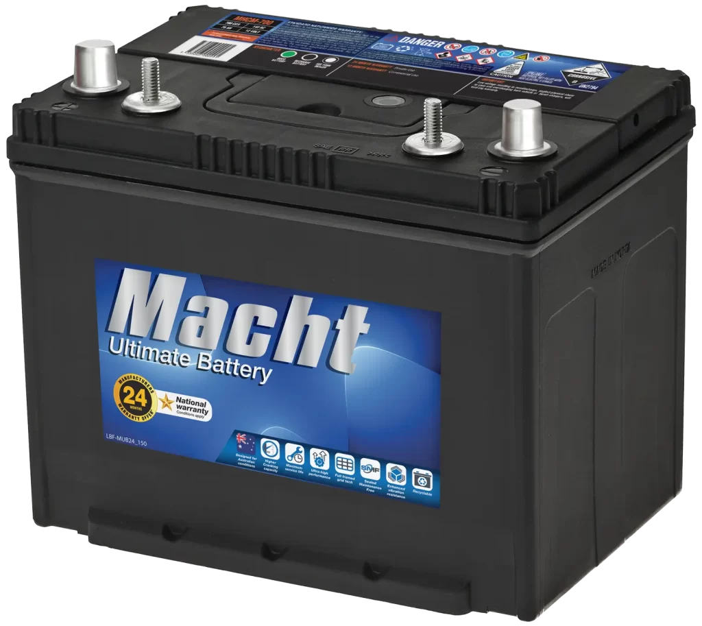 MHCM-700 battery with advanced calcium technology, high cranking power, and dual terminal design.